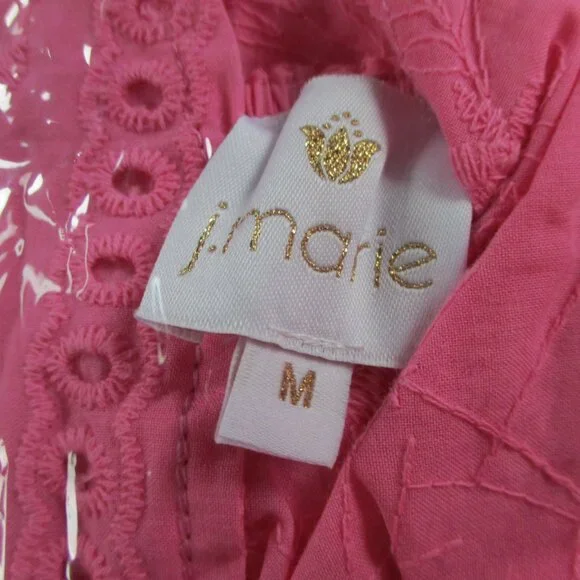 J Marie Presley Eyelet Midi Dress Womens Medium Pink Lace Lined NEW - Picture 5 of 6